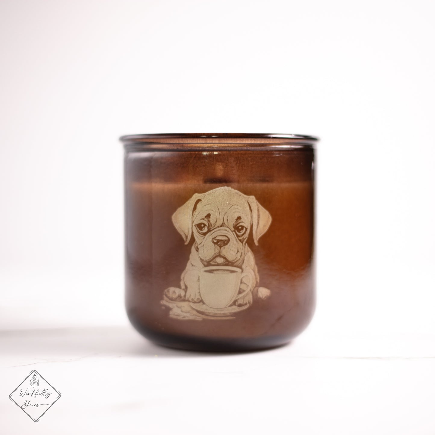 Wakefully scented candle dog front