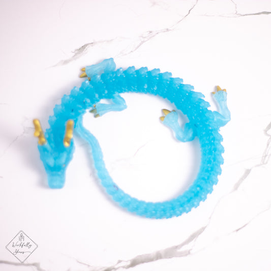 Blue Coiled Dragon Resin Art top