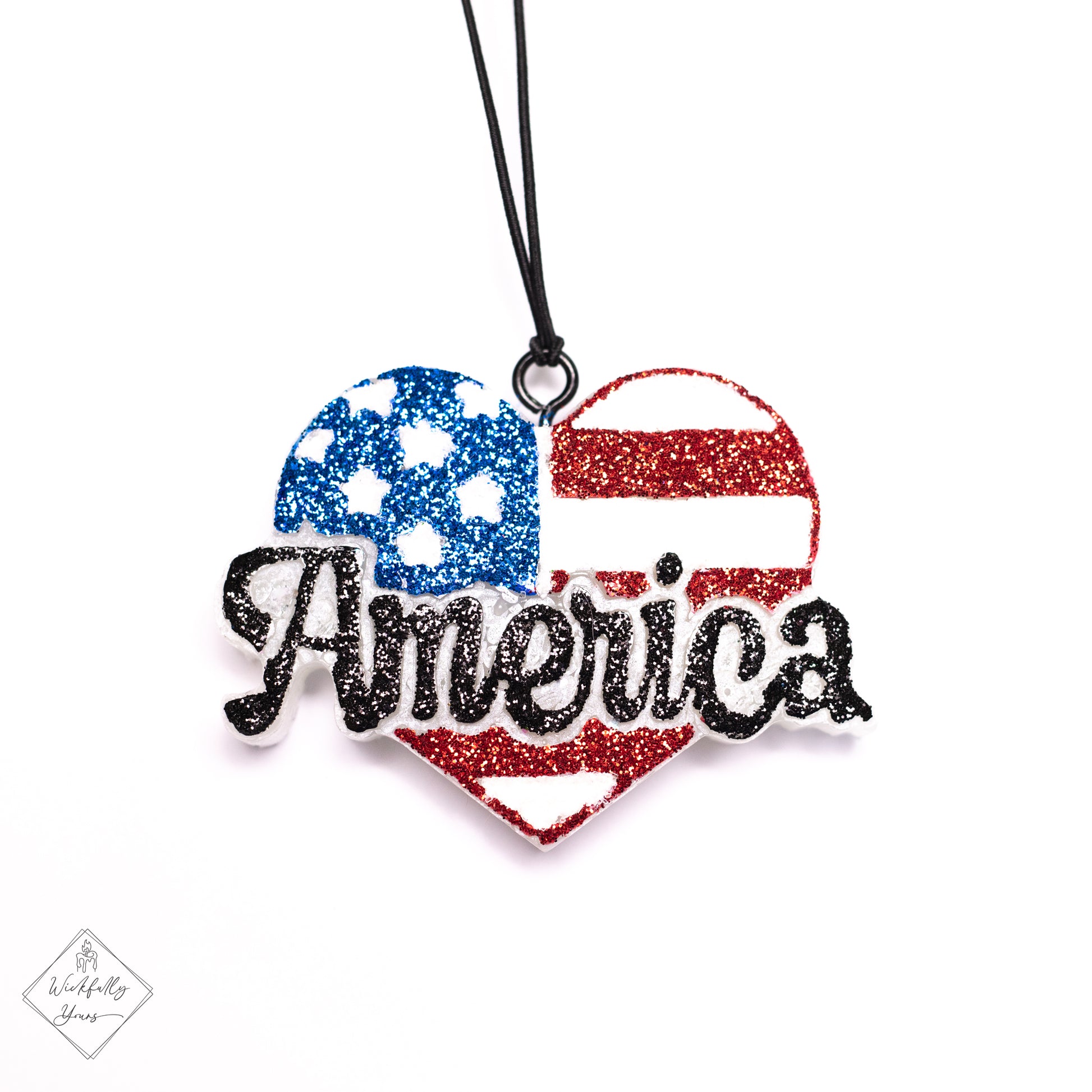 Car Freshie American Heart  Flag Front